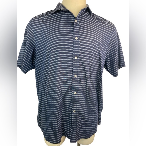 Club Room Other - Club Room Short Sleeve Men's Blue Striped Shirt XL